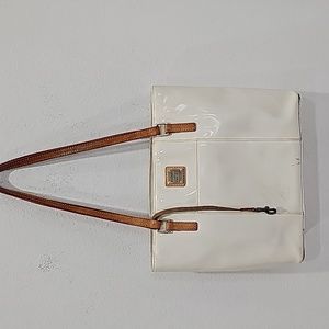 Dooney & Bourke  Lexington shopper tote, cream leather and patent leather body